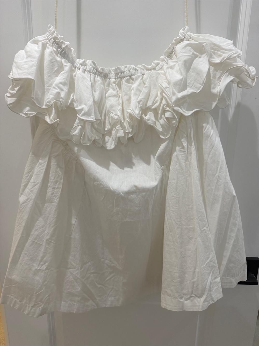 Free People White Off-Shoulder Ruffle Blouse